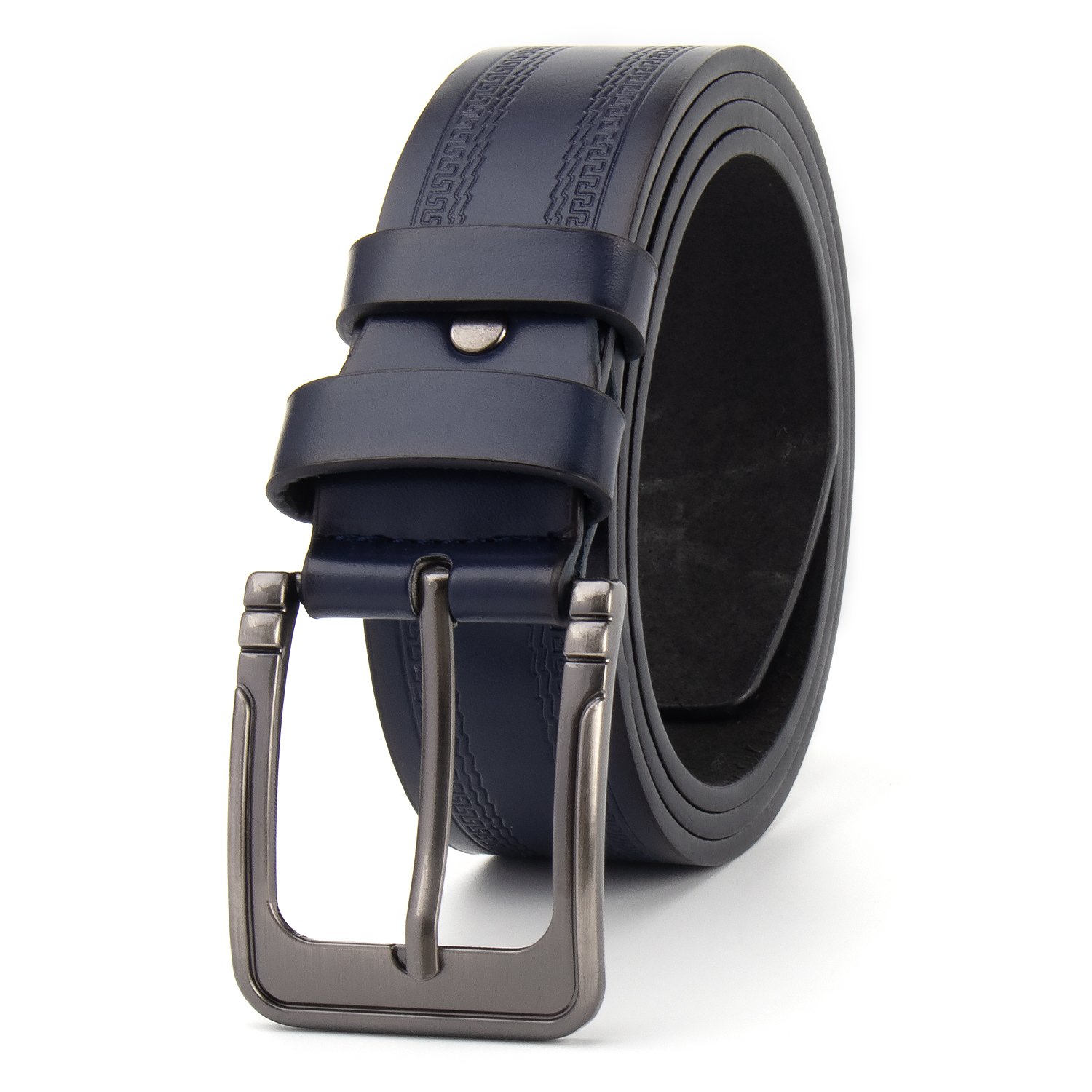 Wholesale men's leather belts cheap prices new style alloy buckle embossed belts men