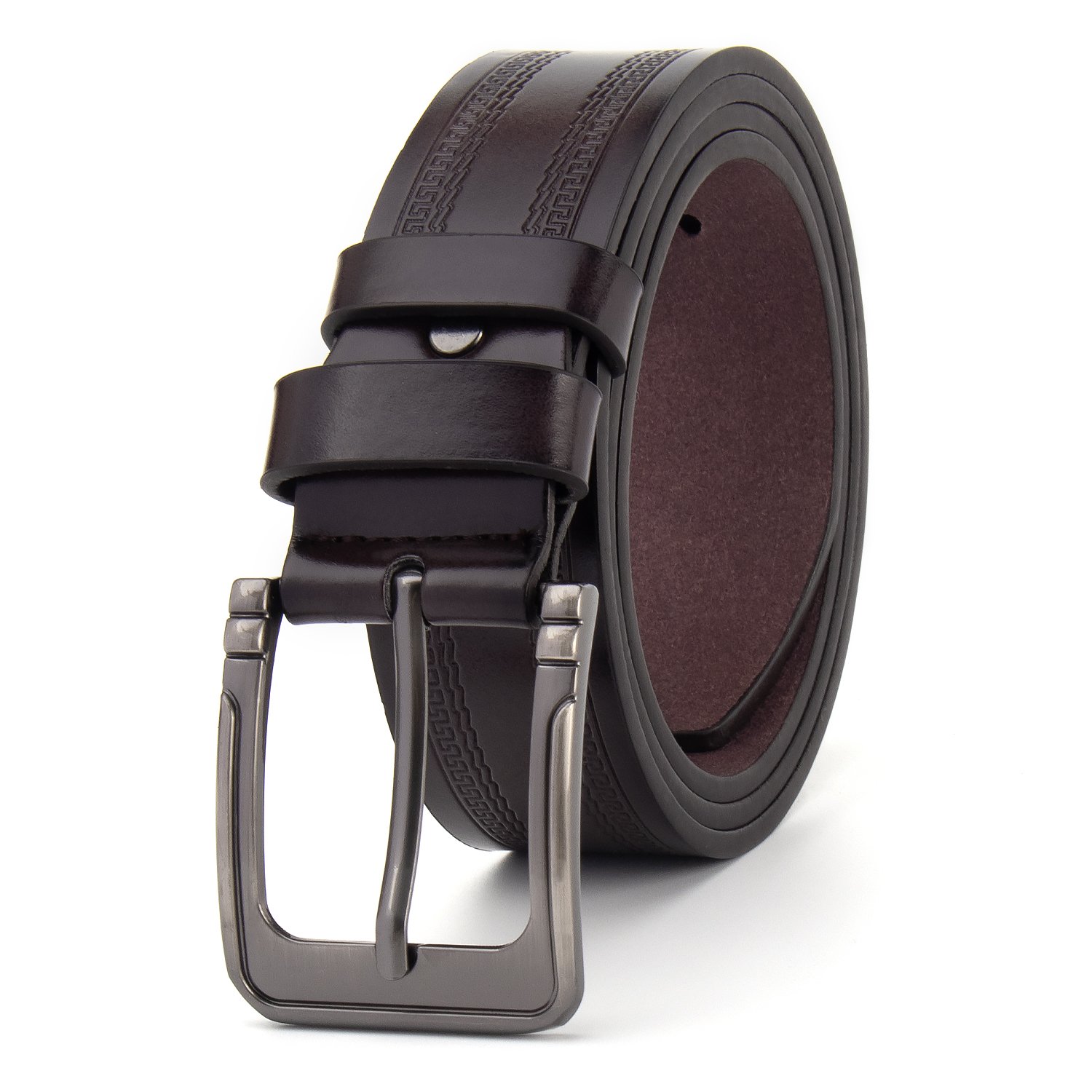 Wholesale men's leather belts cheap prices new style alloy buckle embossed belts men