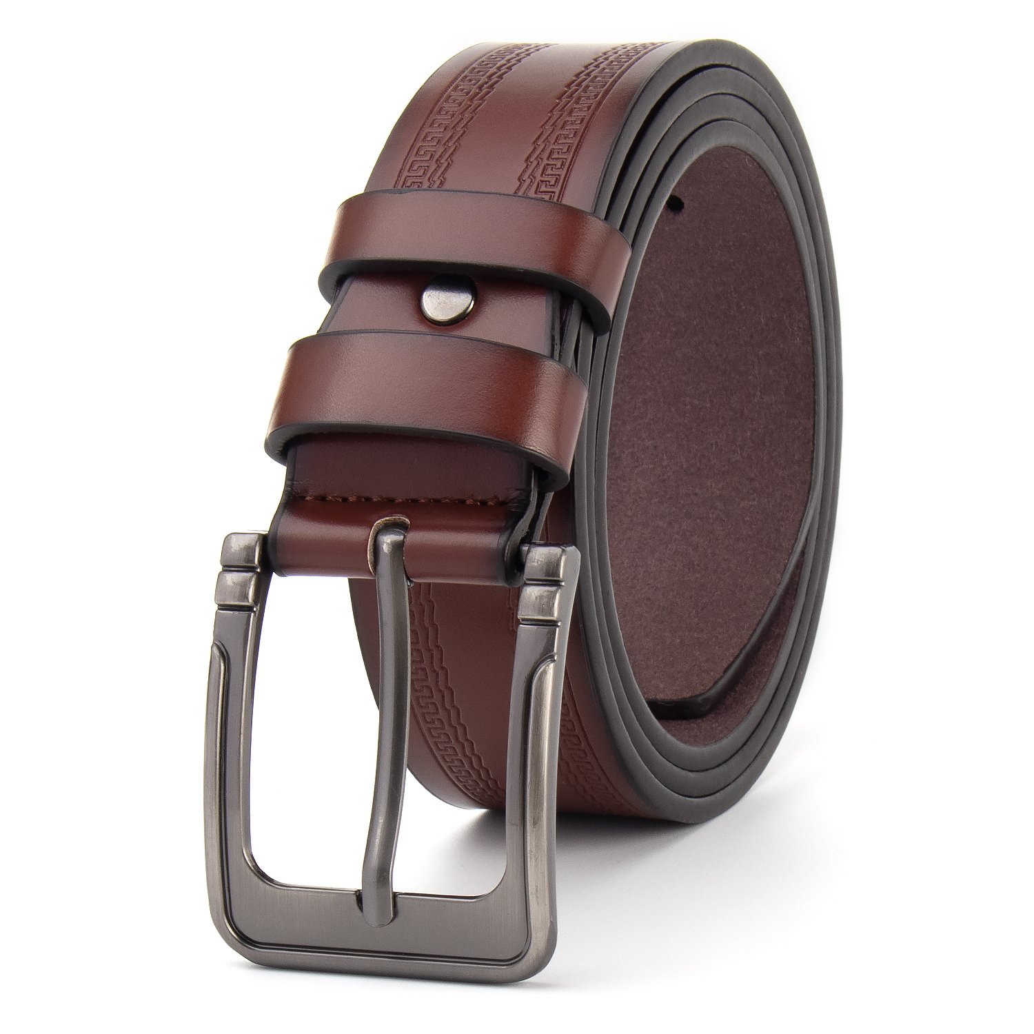 Wholesale men's leather belts cheap prices new style alloy buckle embossed belts men