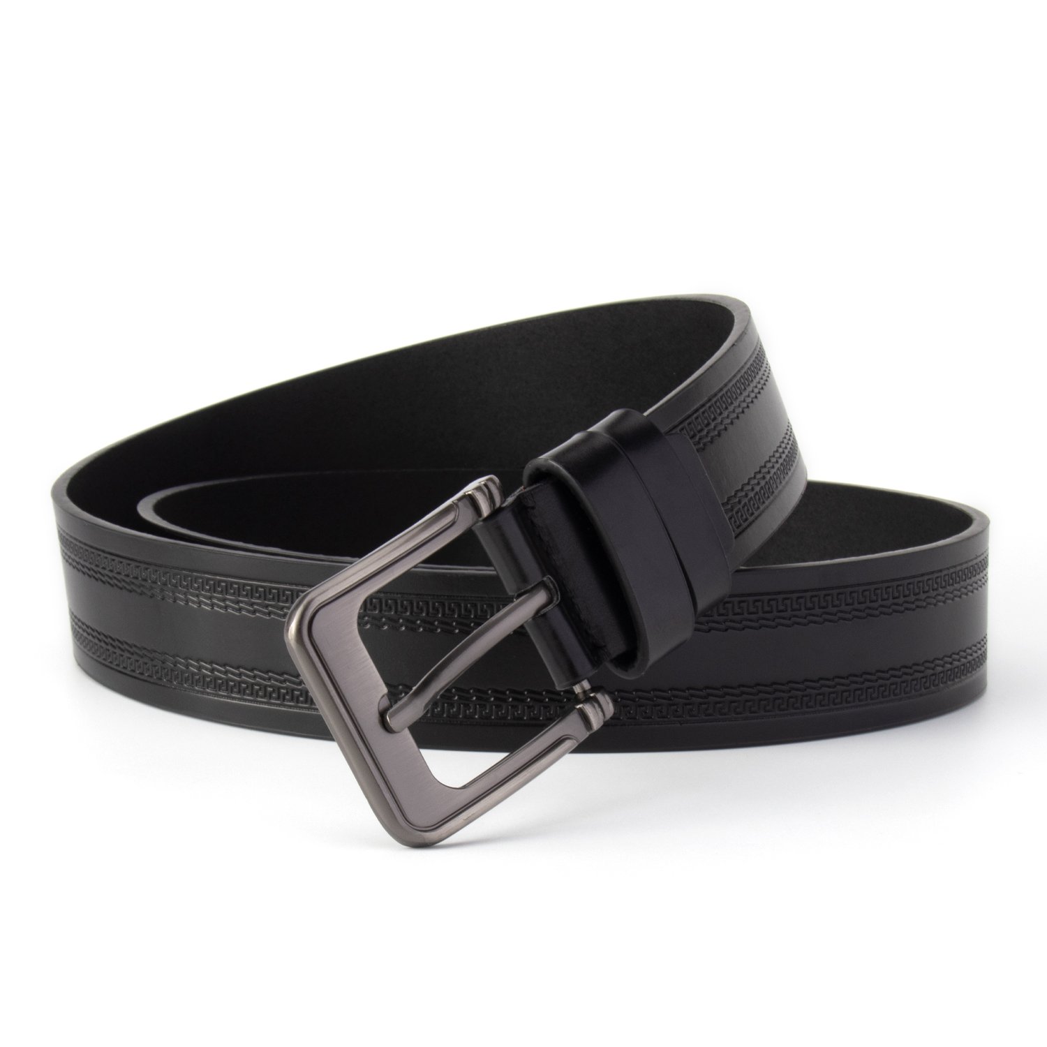 Wholesale men's leather belts cheap prices new style alloy buckle embossed belts men