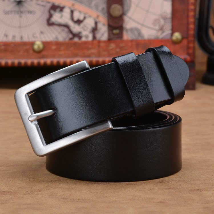 Men's Belt Leather Dress Belt with stainless steel Buckle for Casual Business pure top layer cowhide leather belt