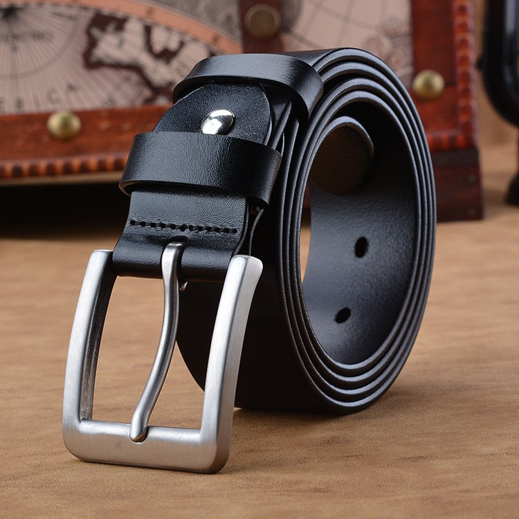 Men's Belt Leather Dress Belt with stainless steel Buckle for Casual Business pure top layer cowhide leather belt