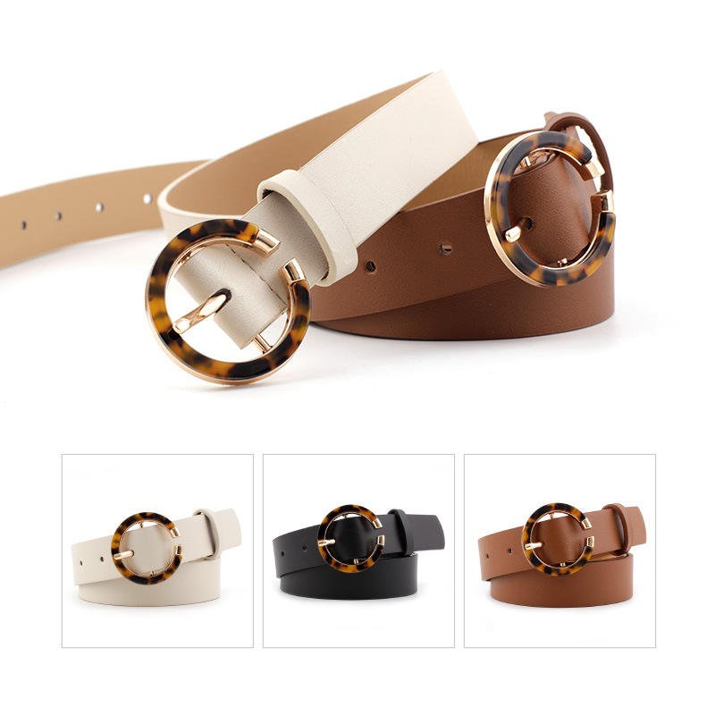 New European And American Fashion Wild Round Leopard Buckle Ladies Belt Retro Simple Decorative Belt Western Belt Buckle