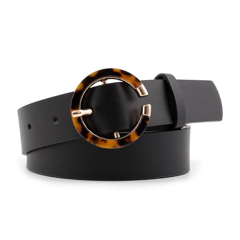 New European And American Fashion Wild Round Leopard Buckle Ladies Belt Retro Simple Decorative Belt Western Belt Buckle