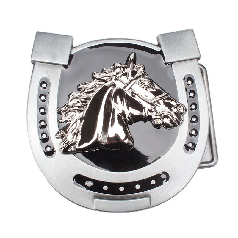 Wholesale 3D Two Tone Western Horse Head Cowboy Belt Buckle gold Plated Soft Enamel Metal Belt Buckle for men