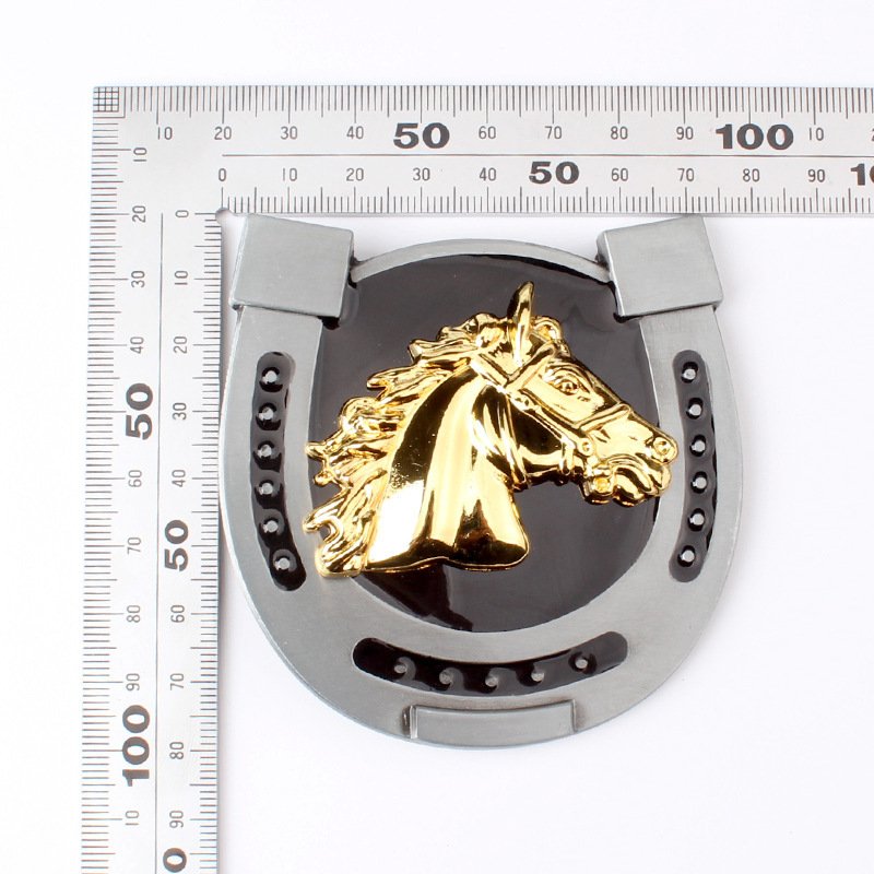 Wholesale 3D Two Tone Western Horse Head Cowboy Belt Buckle gold Plated Soft Enamel Metal Belt Buckle for men
