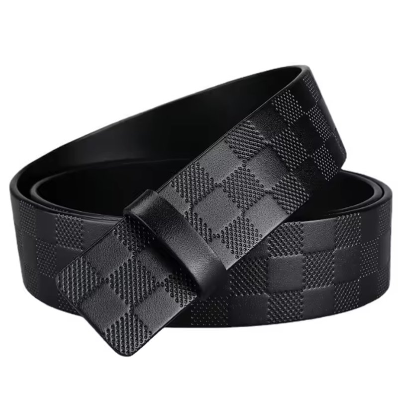 Men's leather fashion belt real cowhide automatic buckle B belt business leisure Checkered Belt