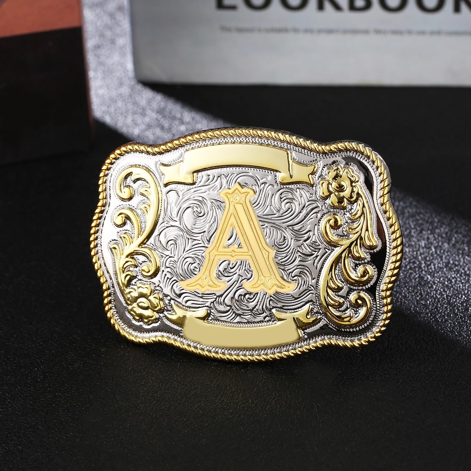 Wholesale Price Custom Golden Metal Men Belt Buckle Western Cowboy Rodeo Initial Letter Belt Buckle
