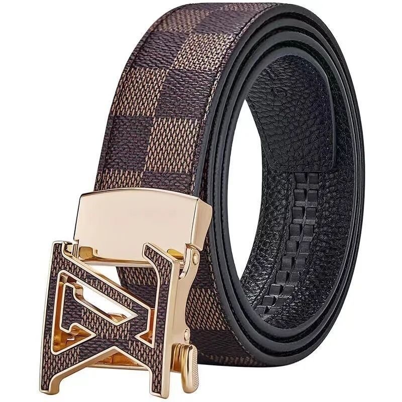Wanshui Men's genuine leather belt business automatic buckle cowhide belt simple fashion waistband brand designer belt