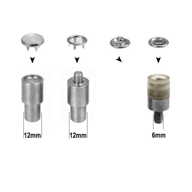 Europe Button Machine Special Mold (12 mm+M 6) 9.5/11 mm Snap Buckle Installation Tool Snap-Fastener Eyelets Leather Rivets Die