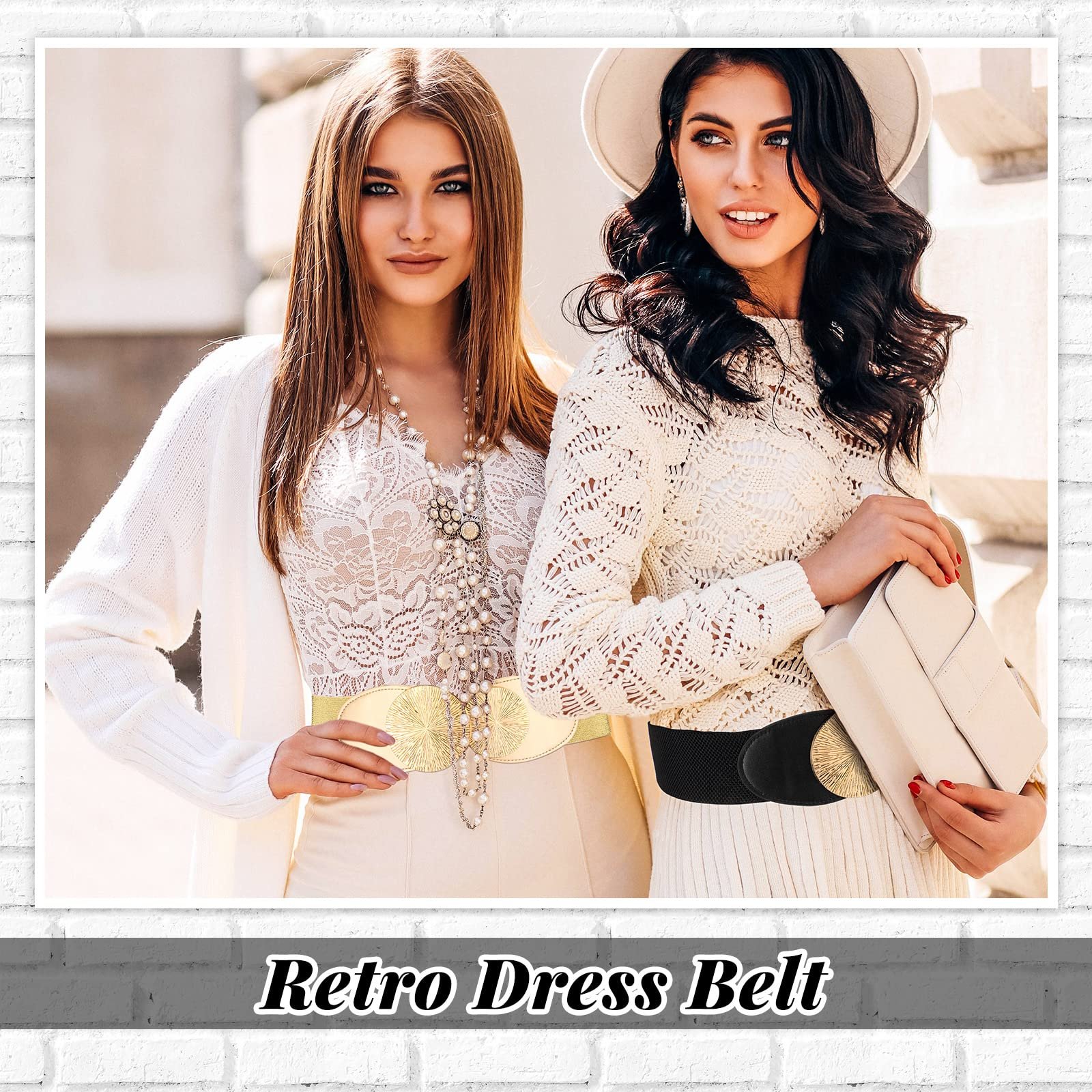 Women's Elastic Vintage Belts Retro Wide Waist Belt Stretchy Cinch Buckle Belt Waistband Decor for Dresses Ladies Wedding Z304