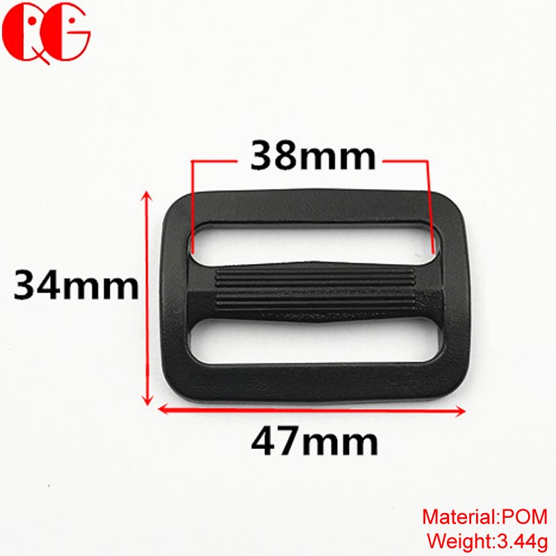 Black Plastic slide Buckle for Belt Backpack and Bags Adjustable Webbing Triglides Slider Black Plastic Tri-Glide Slides Button