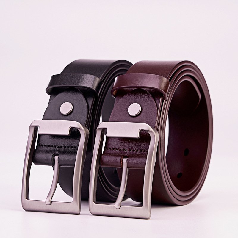 Men's genuine leather needle buckle business belt, men's top layer cowhide belt , manufacturer wholesale
