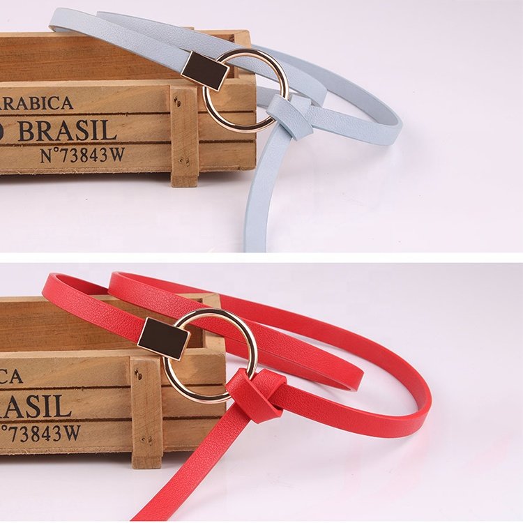 OEM customize wholesale multiple color metal buckle thin belts for dresses