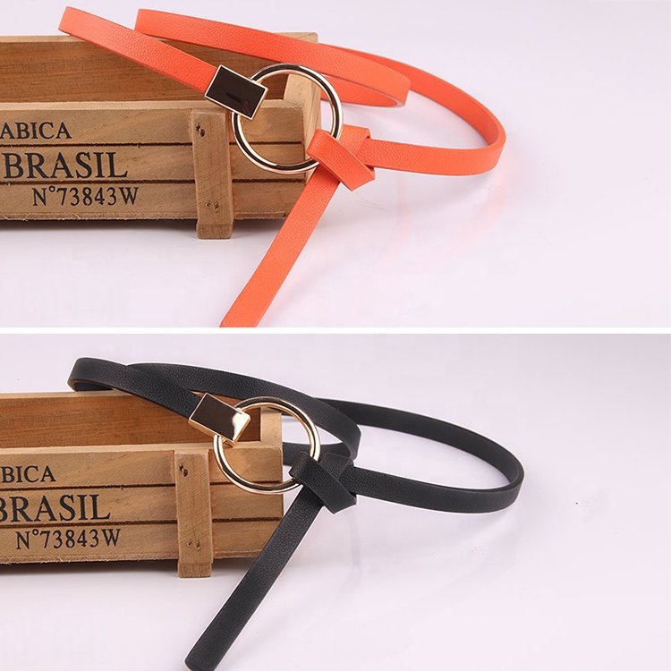 OEM customize wholesale multiple color metal buckle thin belts for dresses
