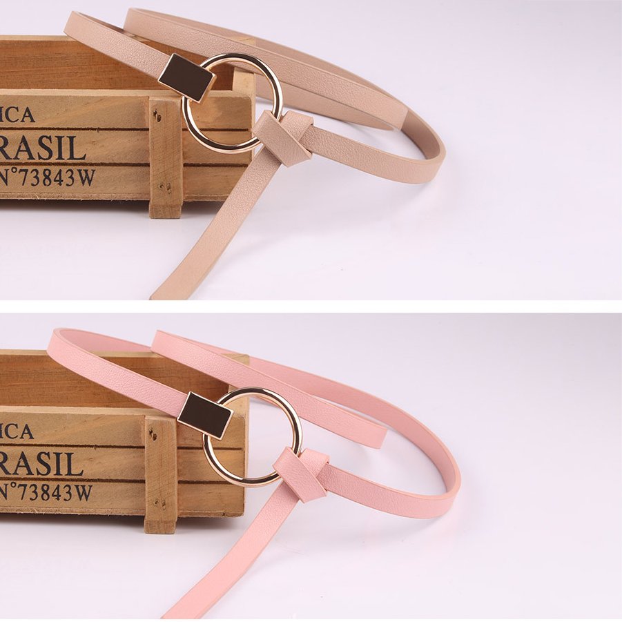 OEM customize wholesale multiple color metal buckle thin belts for dresses