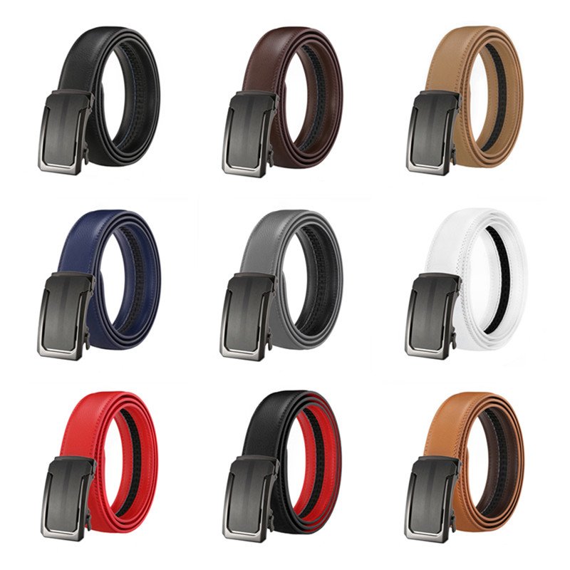 LQbelt men's automatic buckle leather belts for men ratchet belt business wholesale Factory custom logo
