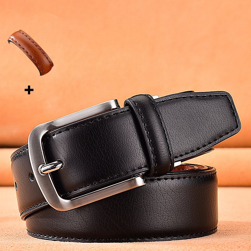 Men's Luxury Dress Belt Genuine Cow Hide Leather Reversible Steel Pin Buckle Custom Length Classy Gift Including Metal Buckle