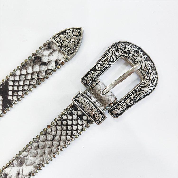 Wholesale Hanjun High Quality Punk Skin Metal Pin Buckle Serpentine Belt Pu