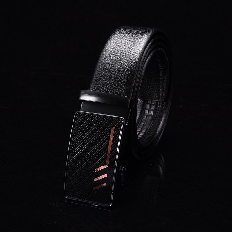 Factory Custom New Adjustable Casual Automatic Buckle Belt Fashion Lxurury Business Men Black Pu Leather Belts Wholesale