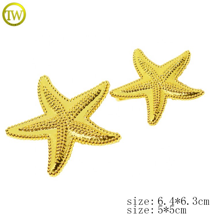 Custom starfish logo bra hardware gold plated decorative bikini slider buckle alloy ingerie accessories adjuster