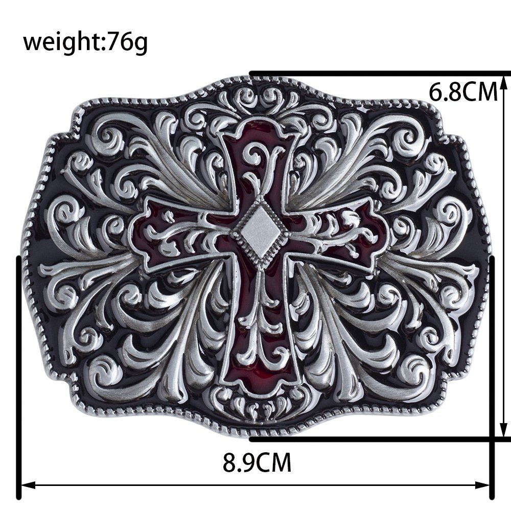 High Quality Fashion Vintage Solid Cross Logo Flower Engrave Belt Buckle for Men Women Accessories