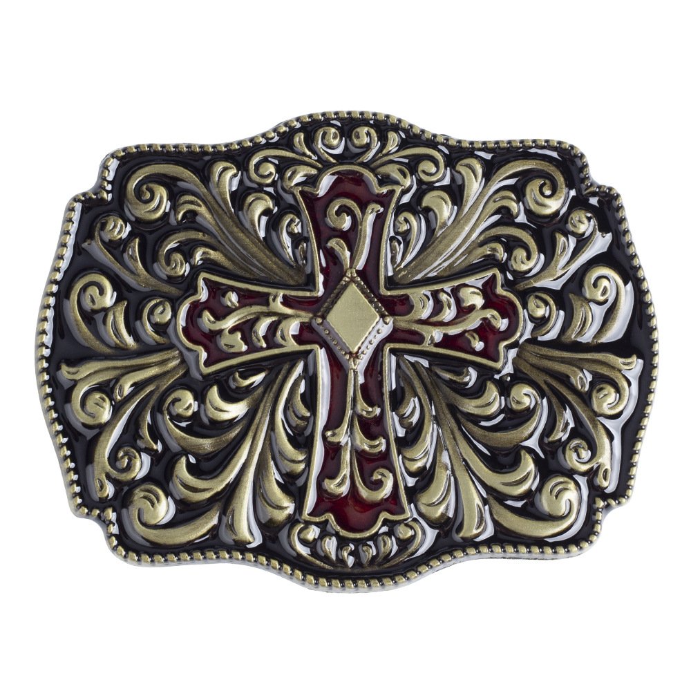 High Quality Fashion Vintage Solid Cross Logo Flower Engrave Belt Buckle for Men Women Accessories