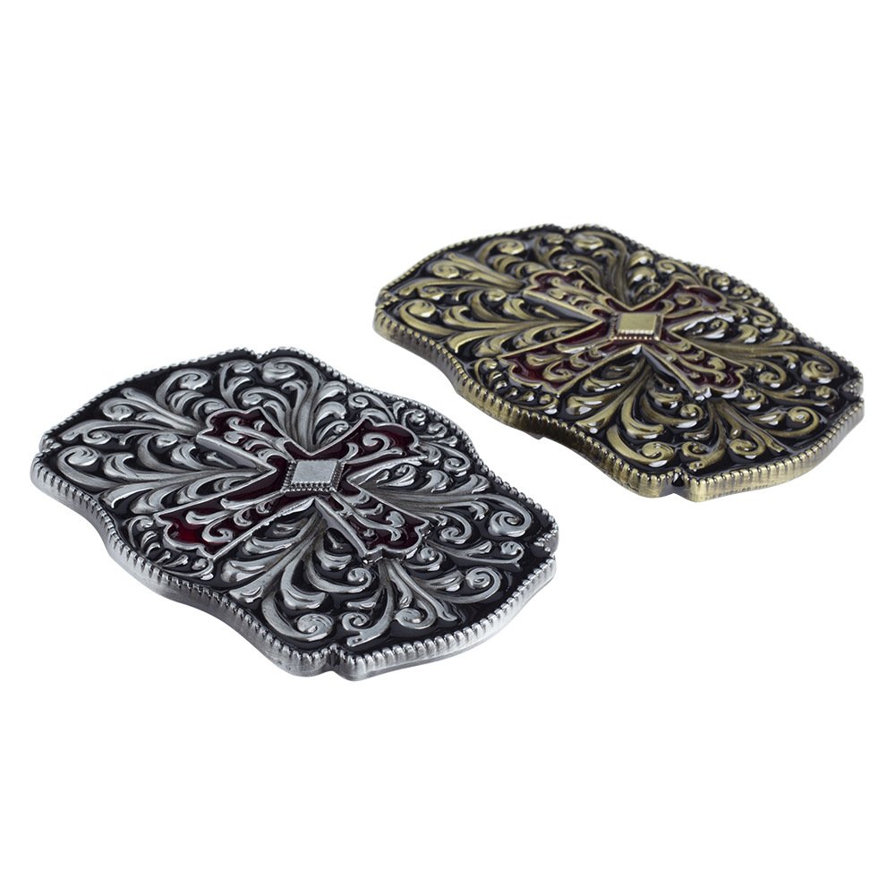 High Quality Fashion Vintage Solid Cross Logo Flower Engrave Belt Buckle for Men Women Accessories