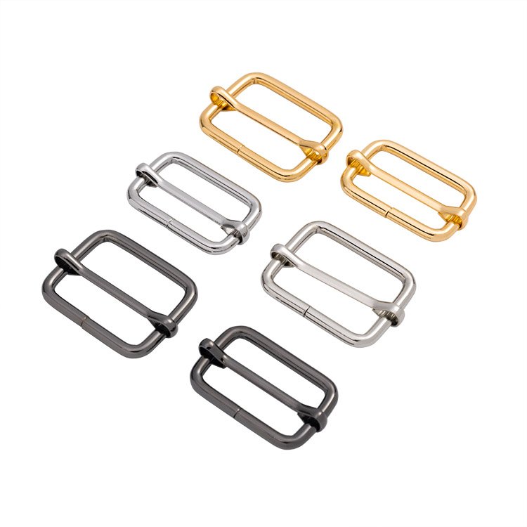 Factory Wholesale 38mm Iron Wire Square Circles Metal Bag Adjuster Luggage Strap Leather Pin Roller Buckles