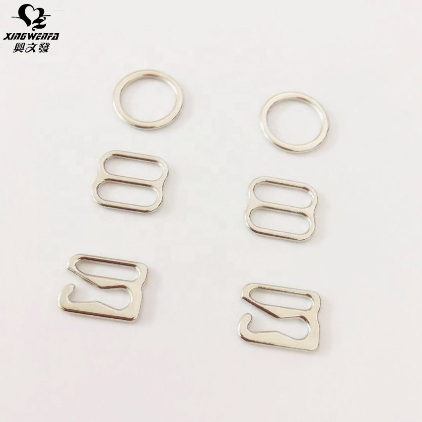 SGS good quality 10MM Bra buckle silver zinc alloy bra strap ring slider hook