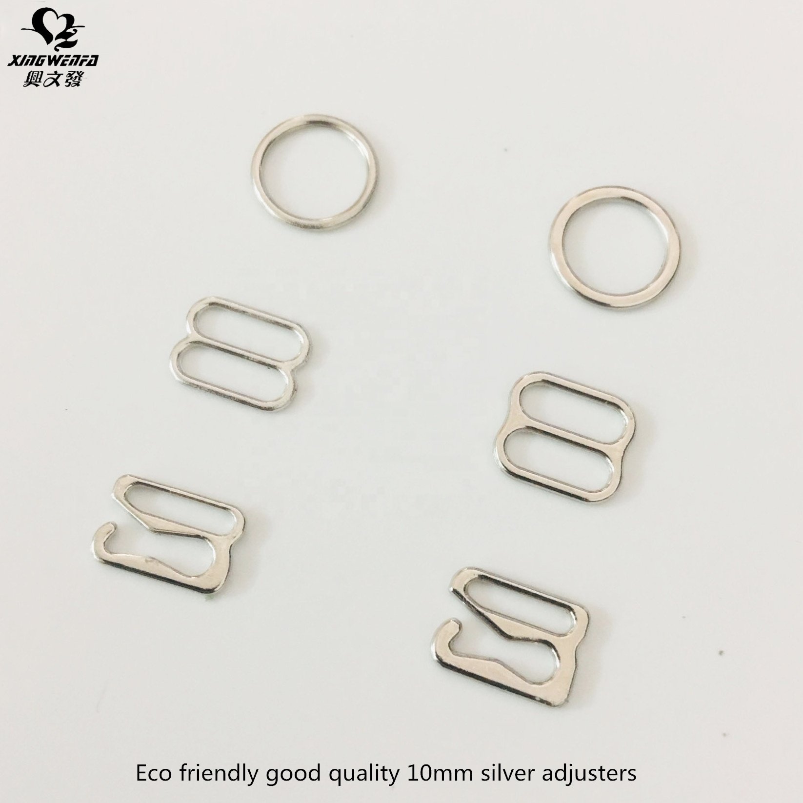 SGS good quality 10MM Bra buckle silver zinc alloy bra strap ring slider hook