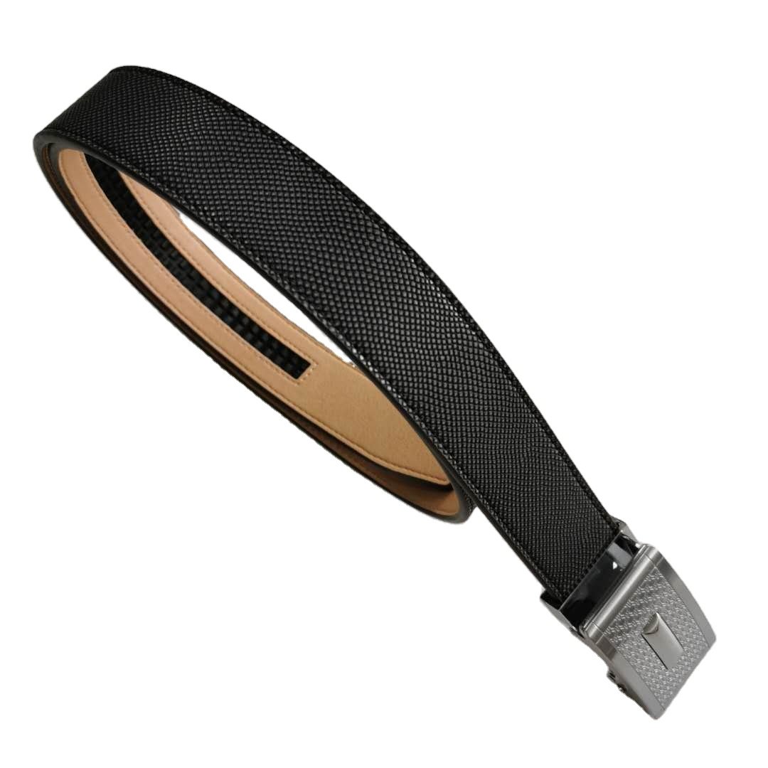Fashion Business Mens Split & PU Leather with Automatic Sliding Buckle Belts genuine crocodile belts belt for men