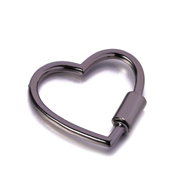 Zinc Alloy Key Chain with Heart-Shaped Carabiner 10mm Spring Snap Hooks for Handbag Accessories Bag Strap Buckle