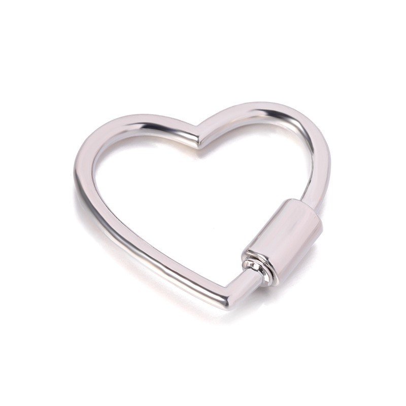Zinc Alloy Key Chain with Heart-Shaped Carabiner 10mm Spring Snap Hooks for Handbag Accessories Bag Strap Buckle