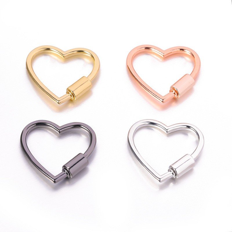 Zinc Alloy Key Chain with Heart-Shaped Carabiner 10mm Spring Snap Hooks for Handbag Accessories Bag Strap Buckle