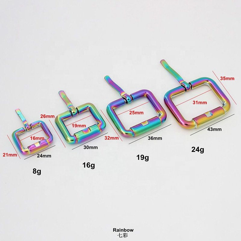 Nolvo World Rainbow 16-20-25-31 38mm Belts Bags Fasteners Slider Buckle Metal Adjustable Strap Buckle Pin Buckles For Handbags