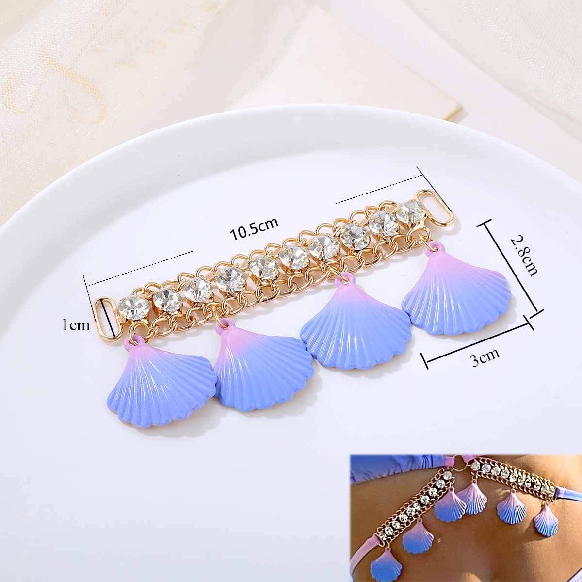JFS012 New Arrival Gold Metal Shell Shape Bikini Connector Strap For Women Beachwear Accessories