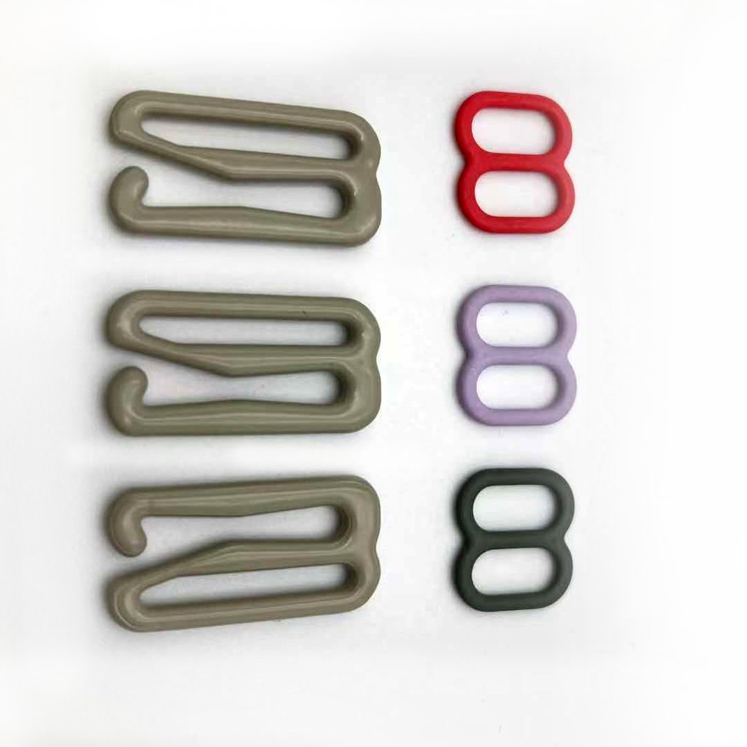 Matte Nylon coated clasp for the back of swimsuit buckle with different materials