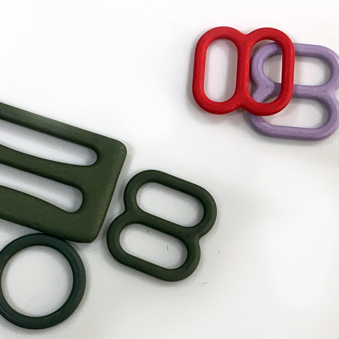Matte Nylon coated clasp for the back of swimsuit buckle with different materials