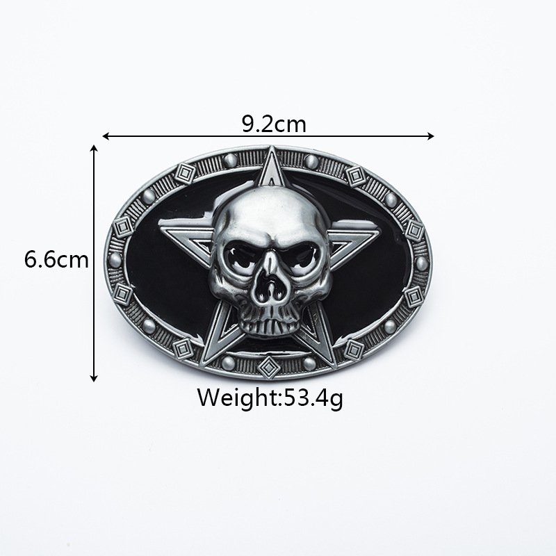 Alloy belt buckle men's pant buckle five-pointed star skull image waistband buckle