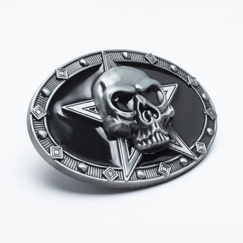 Alloy belt buckle men's pant buckle five-pointed star skull image waistband buckle