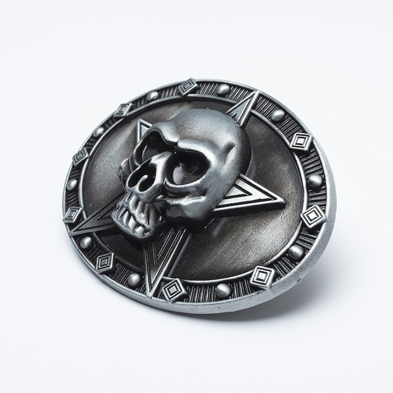Alloy belt buckle men's pant buckle five-pointed star skull image waistband buckle