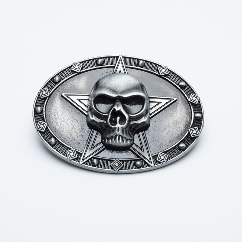 Alloy belt buckle men's pant buckle five-pointed star skull image waistband buckle