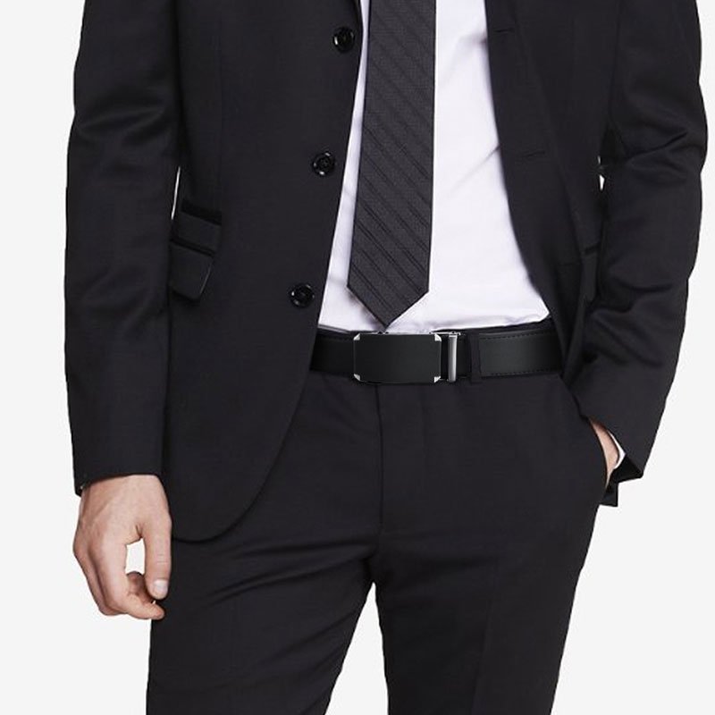 Trendy and Minimalist Mens Belt Fashion Fit Leather Automatic Alloy Buckle Cowhide Belt Business Belt