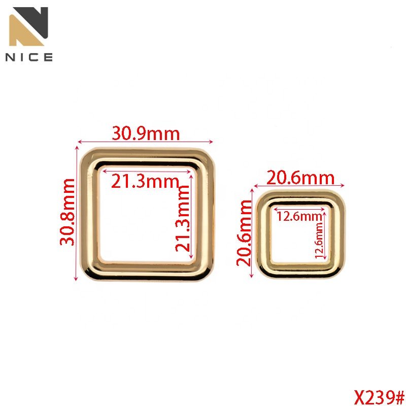 Wholesale Various Sizes Metal Square Ring Fashion Custom Alloy Rectangle Rings Buckle Handbag fittings Adjuster Buckle for Strap