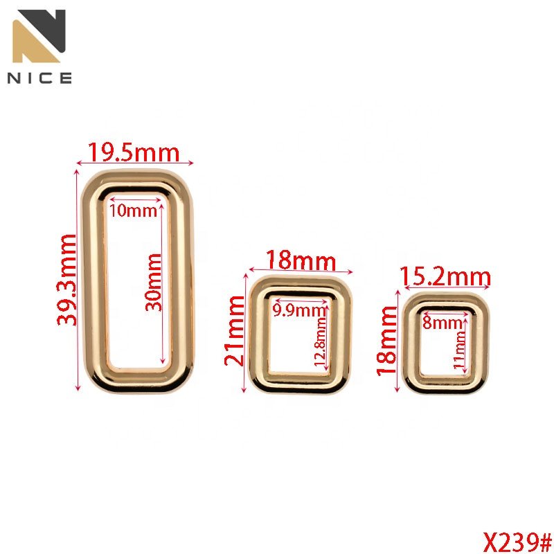 Wholesale Various Sizes Metal Square Ring Fashion Custom Alloy Rectangle Rings Buckle Handbag fittings Adjuster Buckle for Strap