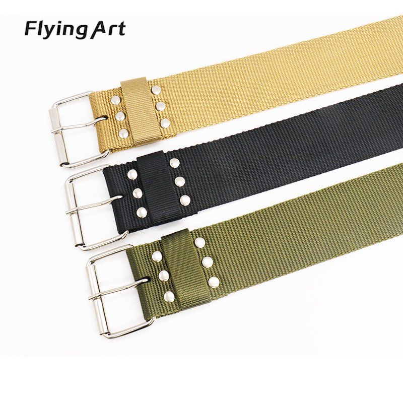 The new 5.0cm wide men's single-needle zinc alloy buckle custom polyester comfortable and cheapOutdoor braided belt