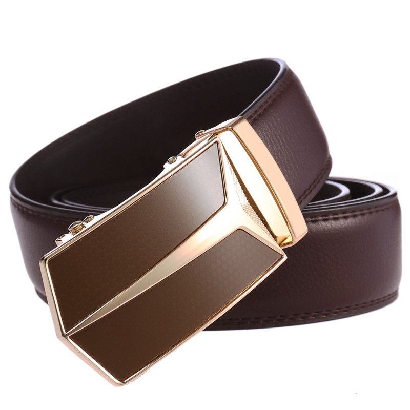 New Men's Automatic Buckle Belts for men GuangZhou Buckle LQbelt Factory OEM leather ratchet belt custom logo