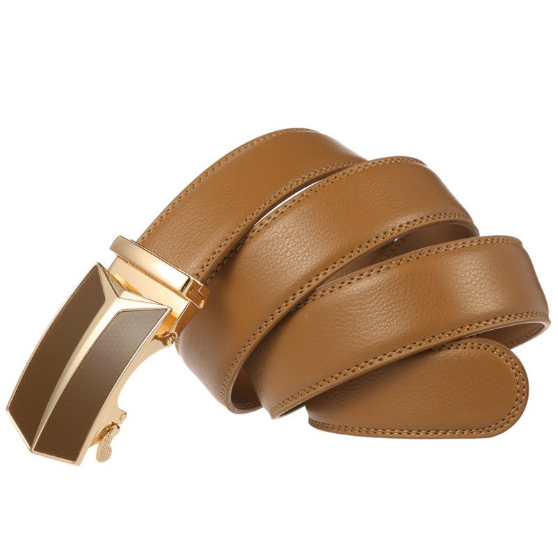 New Men's Automatic Buckle Belts for men GuangZhou Buckle LQbelt Factory OEM leather ratchet belt custom logo