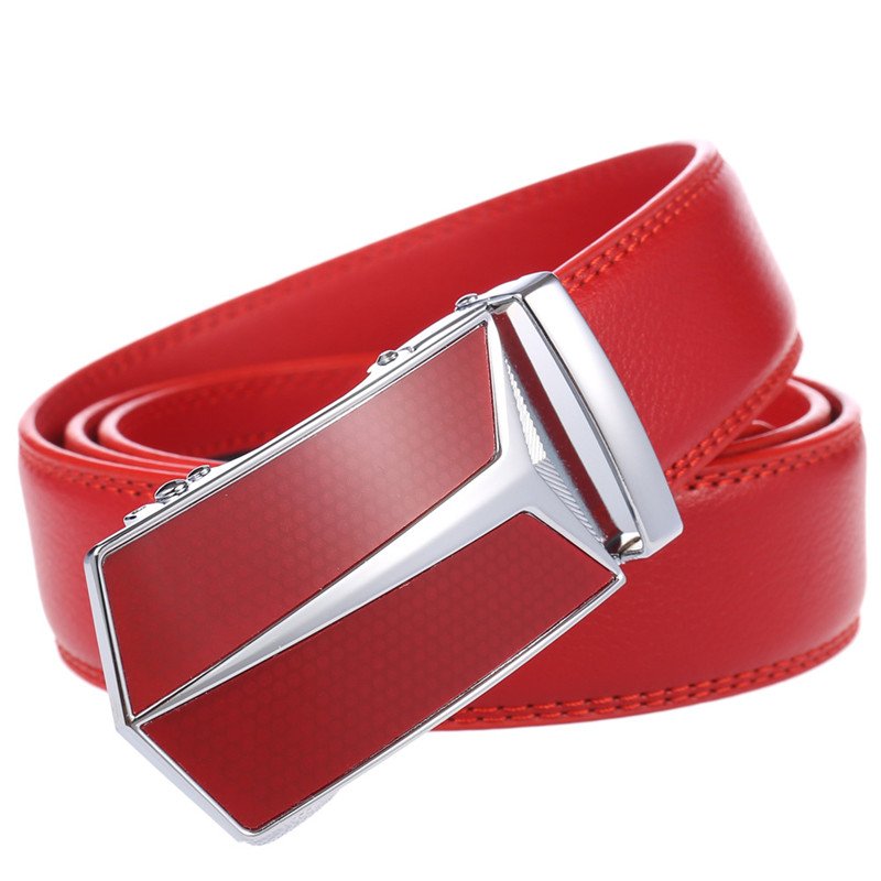 New Men's Automatic Buckle Belts for men GuangZhou Buckle LQbelt Factory OEM leather ratchet belt custom logo